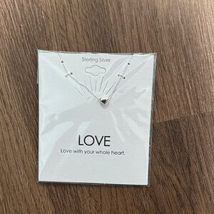 NWT Sterling Silver Heart Necklace - love with your whole heart message card